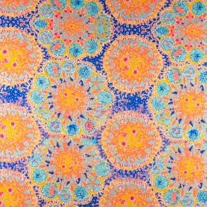 Dzianina jersey ITY Kimo wzór monogram odcienie pomarańczowego