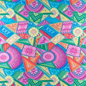 Dzianina jersey ITY Kimo wzór orientalny odcienie różowego