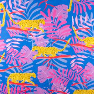 Dzianina jersey ITY Kimo wzór lampart kolor fioletowy