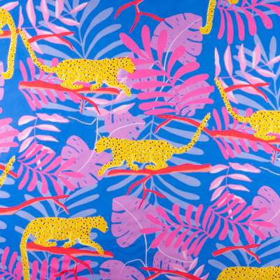 Dzianina jersey ITY Kimo wzór lampart kolor fioletowy