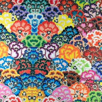 Dzianina jersey ITY Kimo wzór Petrykiwka kolorowa