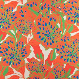 Dzianina ITY w kwiaty kolor pomarańczowy