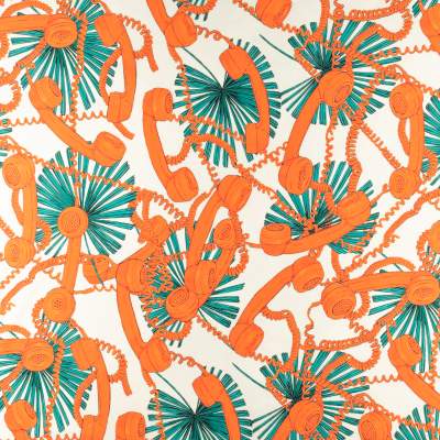 Dzianina jersey ITY Kimo wzór słuchawki kolor pomarańczowy