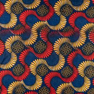 Dzianina jersey ITY Kimo w kwiaty kolor niebieski