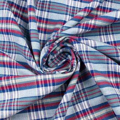 Bawełna wzór krata odcienie niebieskiego