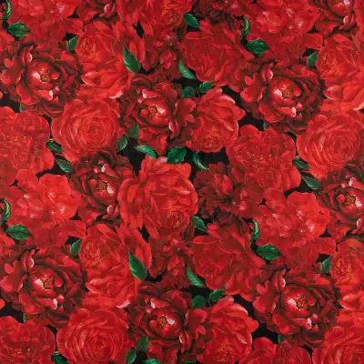 Tkanina Szyfon w kwiaty czerwone