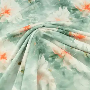 Wiskoza twill kwiaty szałwia