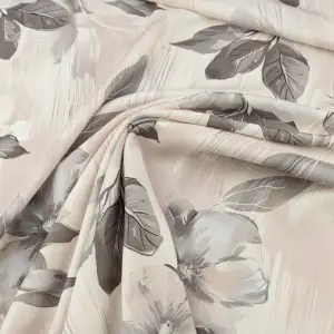 Wiskoza twill kwiaty beżowy
