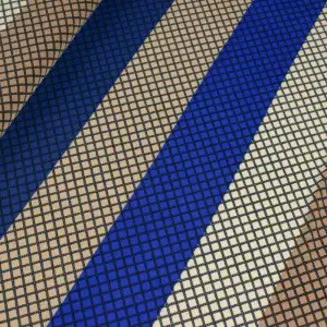 Dzianina jersey ity wzór geometryczny beżowy/niebieski