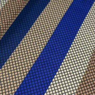 Dzianina jersey ity wzór geometryczny beżowy/niebieski