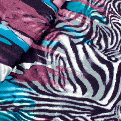 Dzianina swetrowa wzór zebra błękitne i różowe łaty