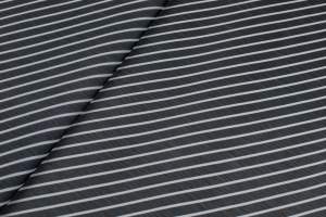 Tkanina szyfon wzór pasy skośne białe, czarne 