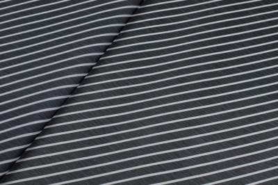 Tkanina szyfon wzór pasy skośne białe, czarne 