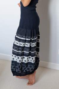 Tkanina sukienkowa panel wzór grochy atramentowy