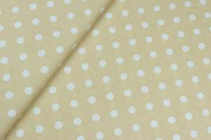 Tkanina bawełna wzór grochy na beżowym tle