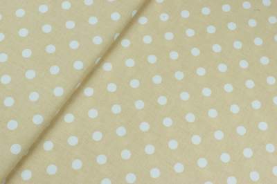 Tkanina bawełna wzór grochy na beżowym tle