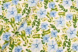 Tkanina bawełna wzór kwiaty zielone/niebieskie