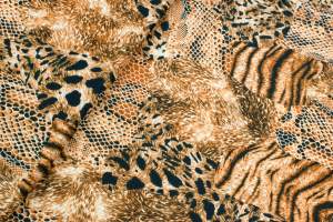 Dzianina jersey ity print zwierzęcy odcienie brązu