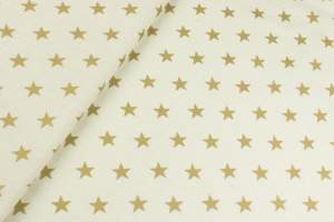 Tkanina popelina wzór gwiazdki na ecru tle