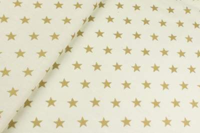 Tkanina popelina wzór gwiazdki na ecru tle