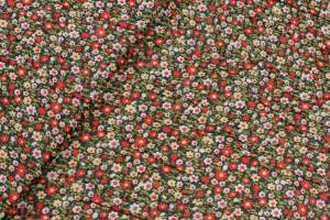 Szyfon kreszowany kwiaty czerwony/zielony 