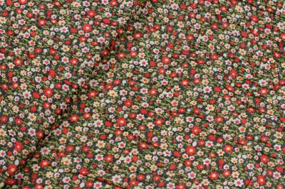 Szyfon kreszowany kwiaty czerwony/zielony 