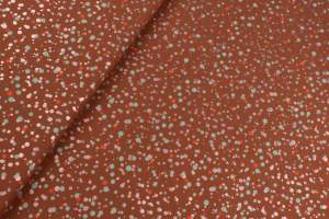 Dresówka pętelka wzór kropki, tło kakaowe