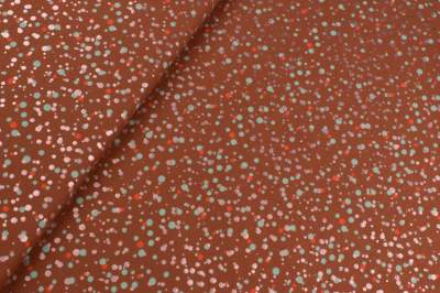 Dresówka pętelka wzór kropki, tło kakaowe