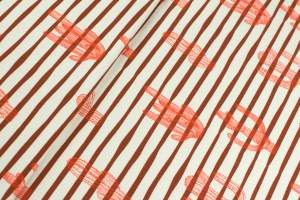 Dresówka pętelka wzór paski / kaktusy ecru