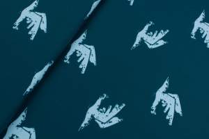 Dresówka pętelka wzór ptaki, tło marengo