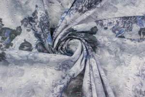 Koronka elastyczna festina kolor niebieski, wzór kwiaty