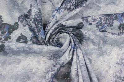 Koronka elastyczna festina kolor niebieski, wzór kwiaty