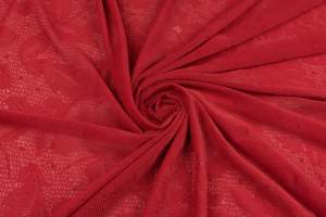 Koronka siatka elastyczna flok kwiaty kolor czerwony