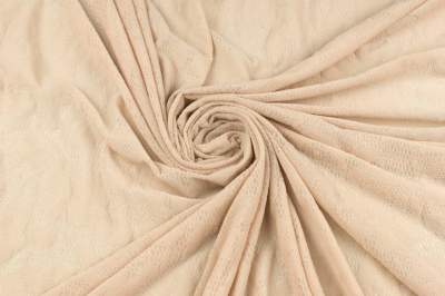 Koronka siatka elastyczna flok kwiaty kolor beżowy