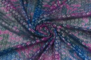 Koronka elastyczna lucy kolor różowy / fioletowy, wzór kwiaty