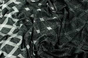 Dzianina żakard geometryczny kolor czarny / szary