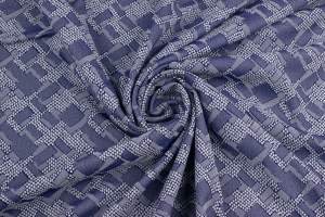 Tkanina żakard wzór geometryczny kolor niebieski
