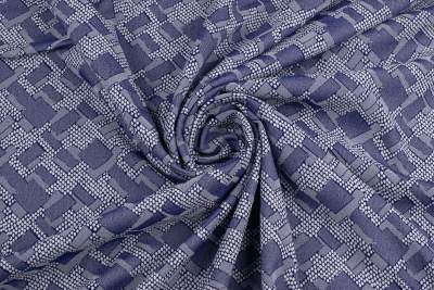 Tkanina żakard wzór geometryczny kolor niebieski