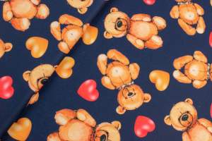 Dresówka pętelka wzór misie na granatowym tle