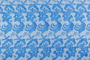 Koronka elastyczna wzór kwiaty naszywane kolor granatowy