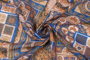 Tkanina szyfon wzór włoski kolor niebieski