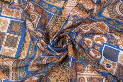 Tkanina szyfon wzór włoski kolor niebieski