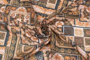 Tkanina szyfon wzór włoski kolor czarny i złoty