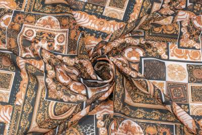 Tkanina szyfon wzór włoski kolor czarny i złoty