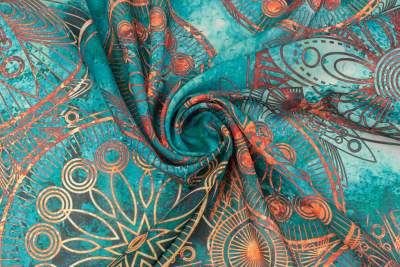 Tkanina szyfon wzór orientalny odcienie zielonego