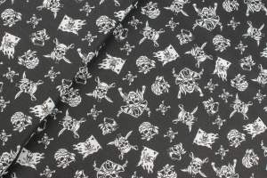 Tkanina bawełna wzór piraci czaszki kolor czarny