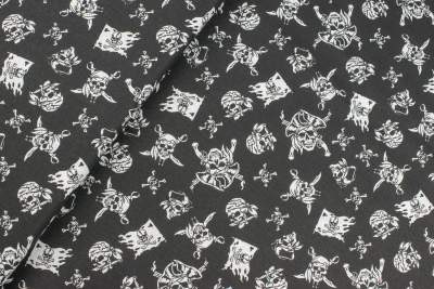 Tkanina bawełna wzór piraci czaszki kolor czarny