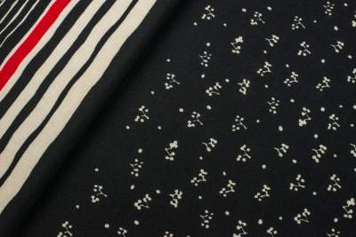 Dzianina swetrowa angora wzór pasy groszki kolor czarny