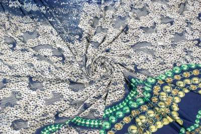 Dzianina jersey ity wzór korale kolor zielony KUPON