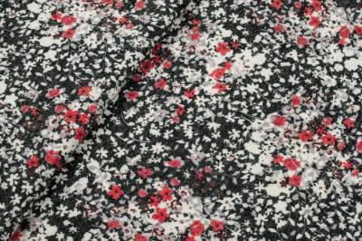 Dzianina swetrowa angora wzór kwiaty kolor czerwony